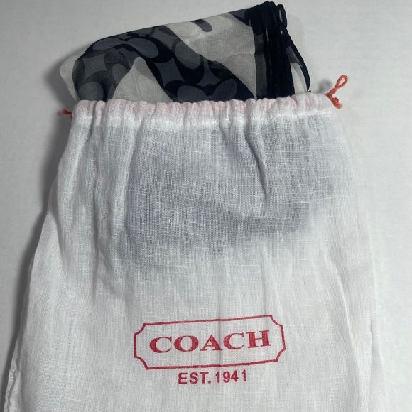 NWOT Coach signature black/white 100% silk zebra print scarf PRICE FIRM - Picture 9 of 10